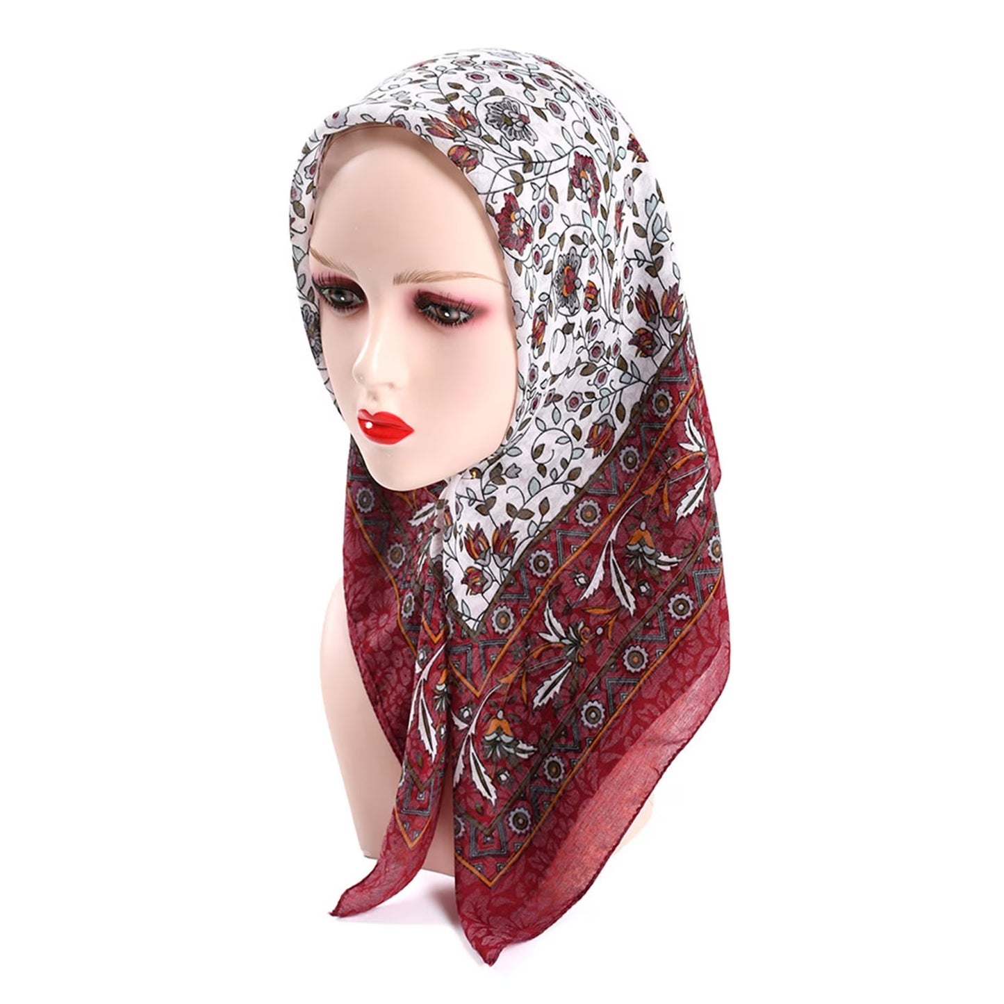 Prolriy Silk Scarf for Women Lady Bandanas Neck Scarf Floral Scarf Shawl Folk-Custom Travel Vintage Wrap Scarf Islam Scarfs Printing Women Wrap Head Hair Neckerchief Muslim Silk Scarves Satin Scarf