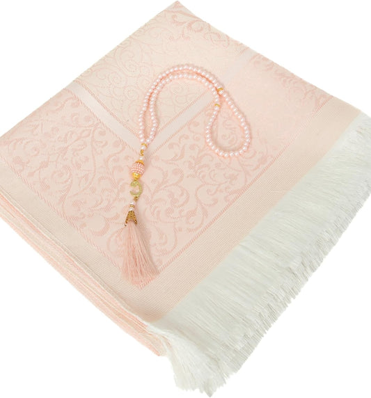 Muslim Prayer Rug with Tasbih and Portable Bag, Muslim Gift for Women Men, Mubarak Islamic Box, Soft Mat Islam Gifts Set, Turkish Sajadah for Ramadan, Eid, Hajj, Travel, Pray